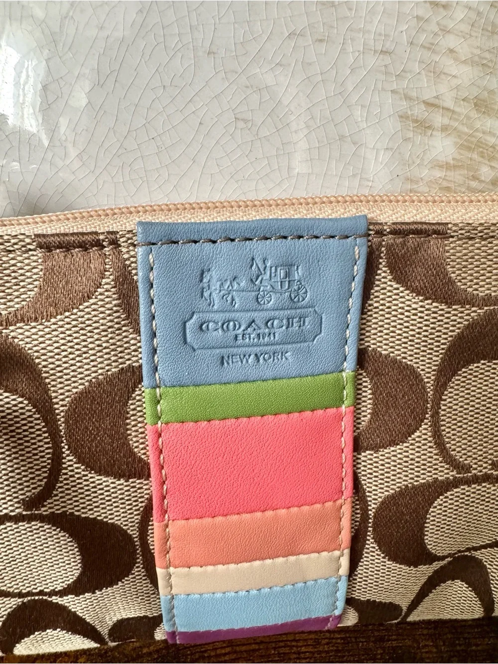Coach 2012 Hamptons Multicolor Stripe Signature Wristlet #47439. NWT